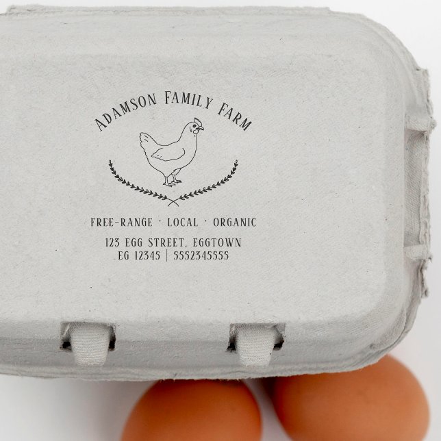 Rustic Chicken Farm Hen Egg Carton  Permastempel (Rubber Stamp Mock-up)