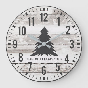 Rustic Chippy Planes Custom Family Name Weihnachte Große Wanduhr