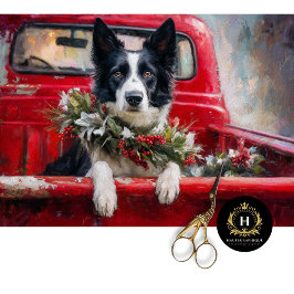 Rustic Christmas Border Collie Decoupage Seidenpapier