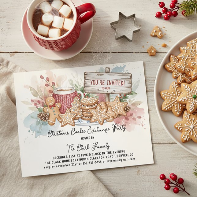 Rustic Christmas Cookie Exchange Party Design Einladung (Von Creator hochgeladen)