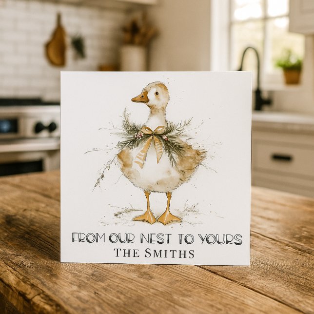 Rustic Christmas Goose Duck Card Feiertagskarte (Von Creator hochgeladen)