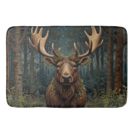 Rustic Christmas moose deer boho woodland forest Badematte