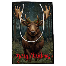 Rustic Christmas moose deer boho woodland forest Mittlere Geschenktüte