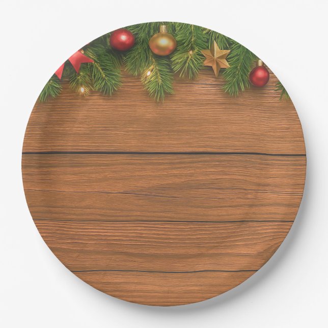 Rustic Christmas Paper Plate – Festive Holiday Pappteller (Vorderseite)