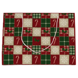 Rustic Christmas Quilt Plaid Große Geschenktüte
