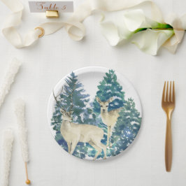 Rustic Christmas Snowy Forest Deer Decor For Home Pappteller