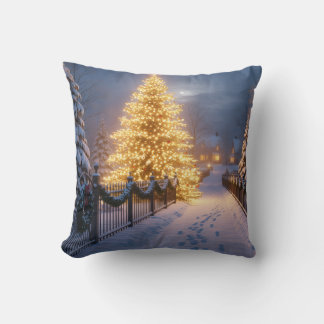 Rustic Christmas Throw Pillows – Village Tree, San Kissen