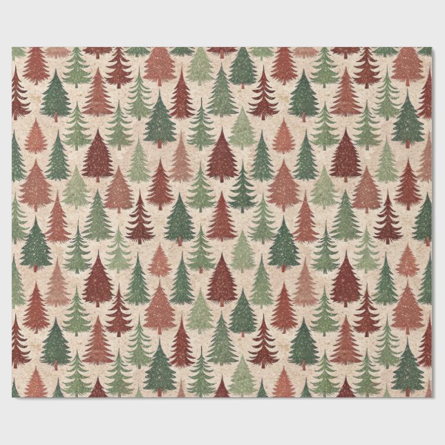 Rustic Christmas Tree Geschenkpapier (Flach)