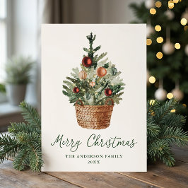 Rustic Christmas Tree Ornaments Cream Non-Photo Feiertagskarte