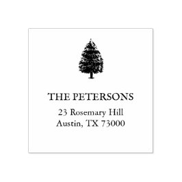 Rustic Christmas Tree Return Address Christmas Gummistempel