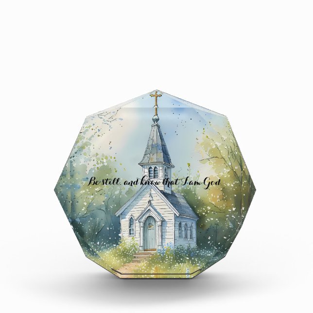 Rustic Church Path in Wildflower Meadow Fotoblock (Vorderseite)