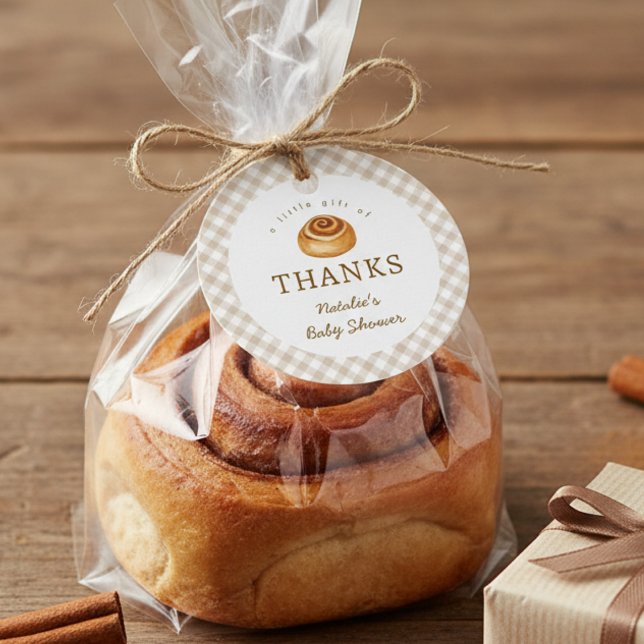 Rustic Cinnamon Bun In The Oven Baby Shower  Geschenkanhänger (Von Creator hochgeladen)