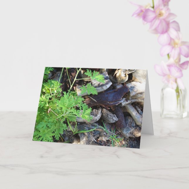 Rustic Citronella Leaf Portrait Card Karte (Orchidee)