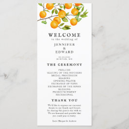 Rustic Citrus Orange Hochzeitsprogramm Programm