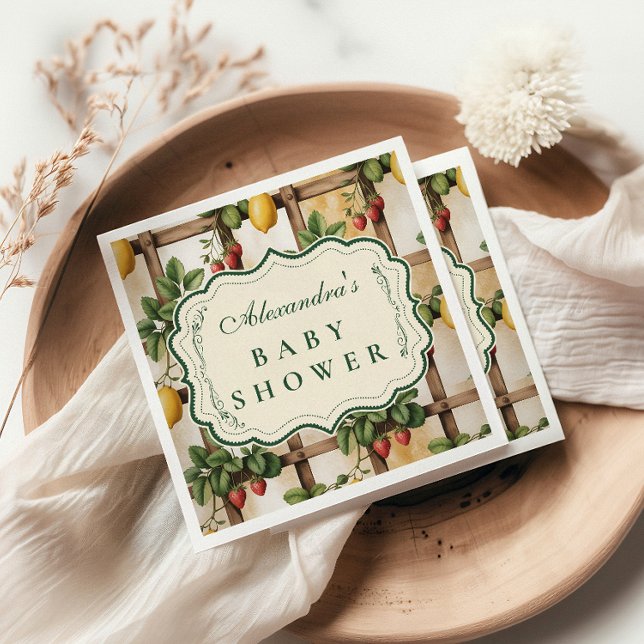 Rustic Citrus Strawberry Baby Shower Serviette (Von Creator hochgeladen)