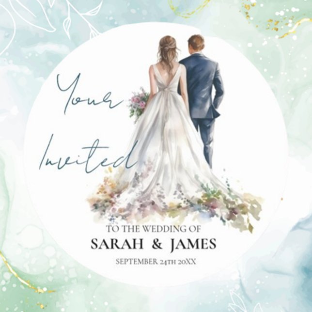 Rustic Classic Boho Floral Wedding Runder Aufkleber (Add a heartfelt touch to your wedding with rustic classic boho floral round stickers. Personalize yo)