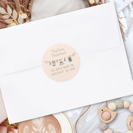 Rustic Clothesline Baby Girl Dusche Rücksendeadres Runder Aufkleber