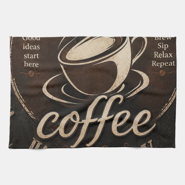 Rustic Coffee Bar Decor Gift Geschirrtuch (Horizontal)