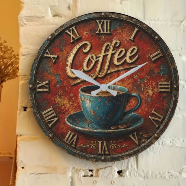 Rustic Coffee Große Wanduhr (Von Creator hochgeladen)