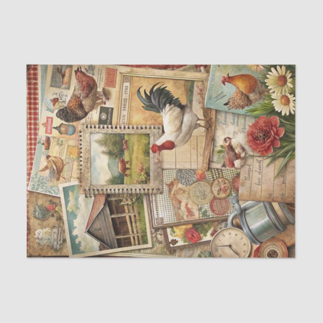 Rustic Collage Barn and Country Ephemera Crafting Seidenpapier (Vorderseite)