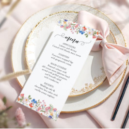 Rustic Colorful Floral Wildflower Bridal Shower Menükarte