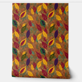 Rustic Copper Autumn Leaves Seamless Pattern  Tapete