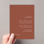 Rustic Copper Editorial Modern Wedding Acryleinladungen<br><div class="desc">This design is part of a simple and modern editorial wedding invitation suite in a rustic shade of copper.</div>