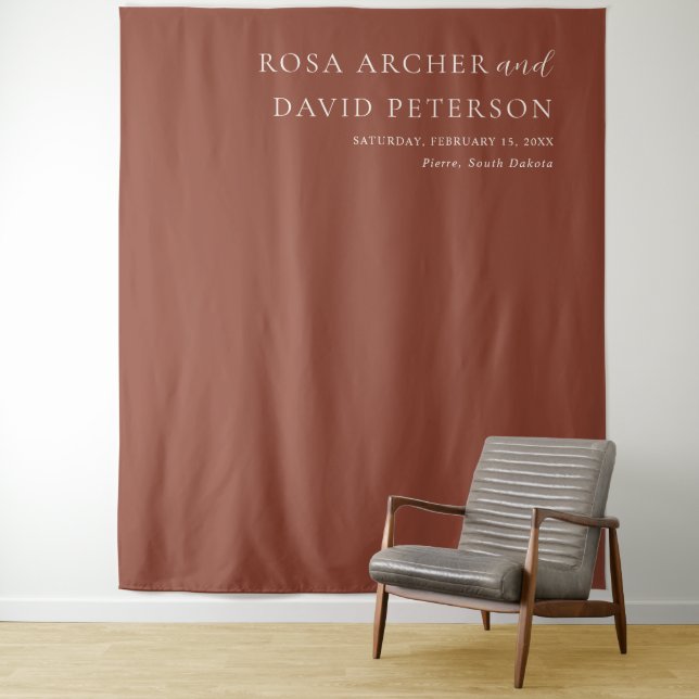 Rustic Copper Editorial Modern Wedding Backdrop Wandteppich (Beispiel)