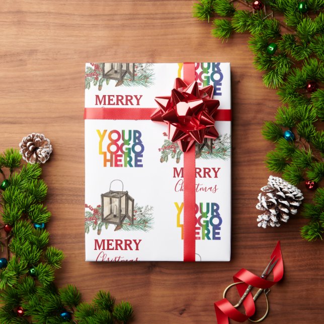 Rustic Corporate Business Logo Christmas  Geschenkpapier (Feiertagsgeschenk)