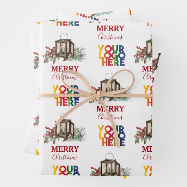 Rustic Corporate Business Logo Christmas  Geschenkpapier Set (Beispiel)