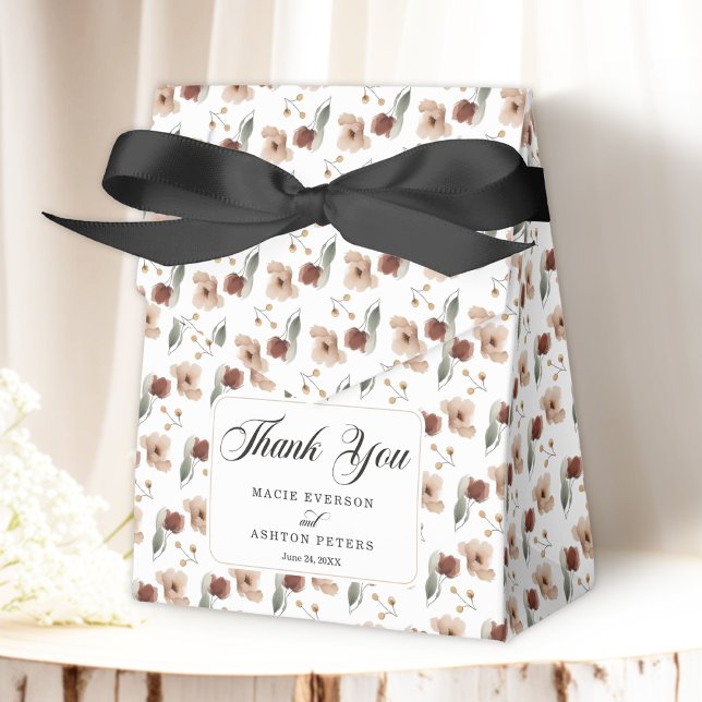 Rustic Cotattecore Blumenzwiese Vielen Dank Geschenkschachtel (Show your thanks in style with our floral wedding favor boxes, from the Ethereal Elegance suite.)