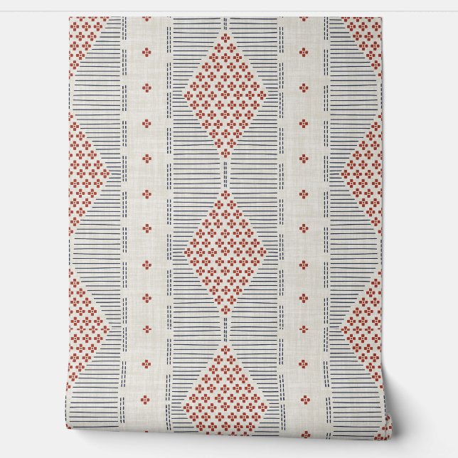 Rustic Cottage Americana Heritage Blue Red White Tapete (Abrollen)