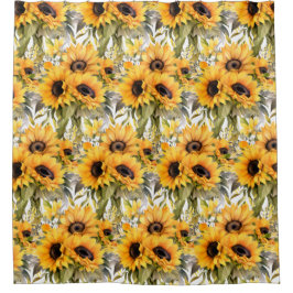 Rustic Country Americana Sunflower Shower Curtains Duschvorhang