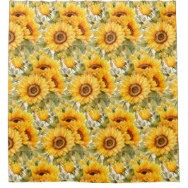 Rustic Country Americana Sunflower Shower Curtains Duschvorhang