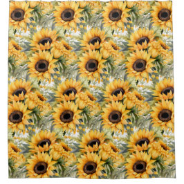 Rustic Country Americana Sunflower Shower Curtains Duschvorhang