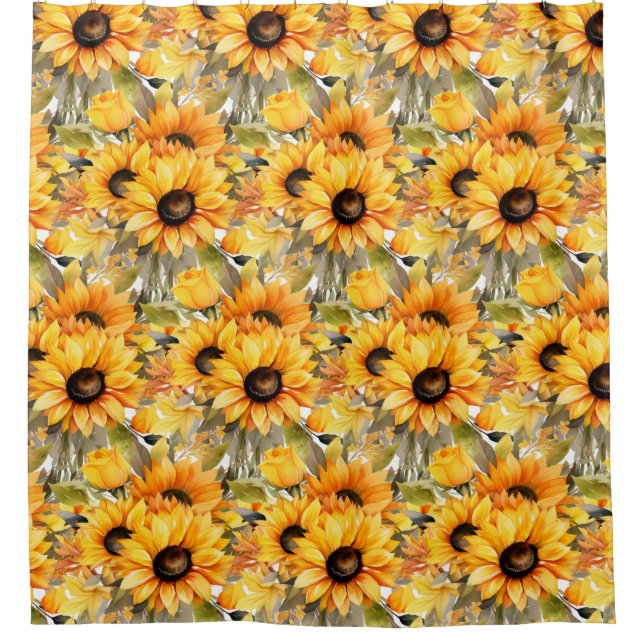 Rustic Country Americana Sunflower Shower Curtains Duschvorhang (Vorderseite)