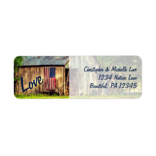 Rustic Country Barn American Flag Liebe Address