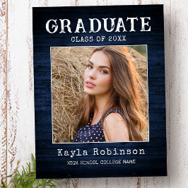 Rustic Country Blue Wood Plank Foto Abschluss Postkarte