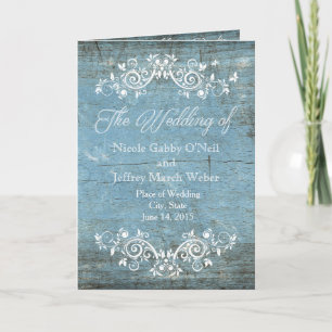 Rustic Country Blue Wood Wedding Program Programm