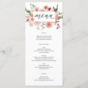 Rustic Country Boho Wedding Brautparty Menu Menükarte
