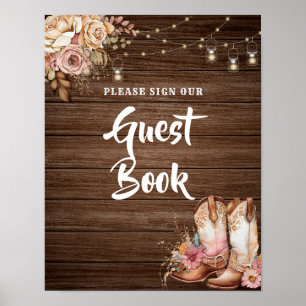 Rustic Country Boots Cowgirl Birthday Gästebuch
