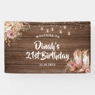 Rustic Country Boots Cowgirl Geburtstag Grosses Banner