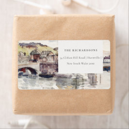 Rustic Country Bridge Riverside Wasserfarbenadress