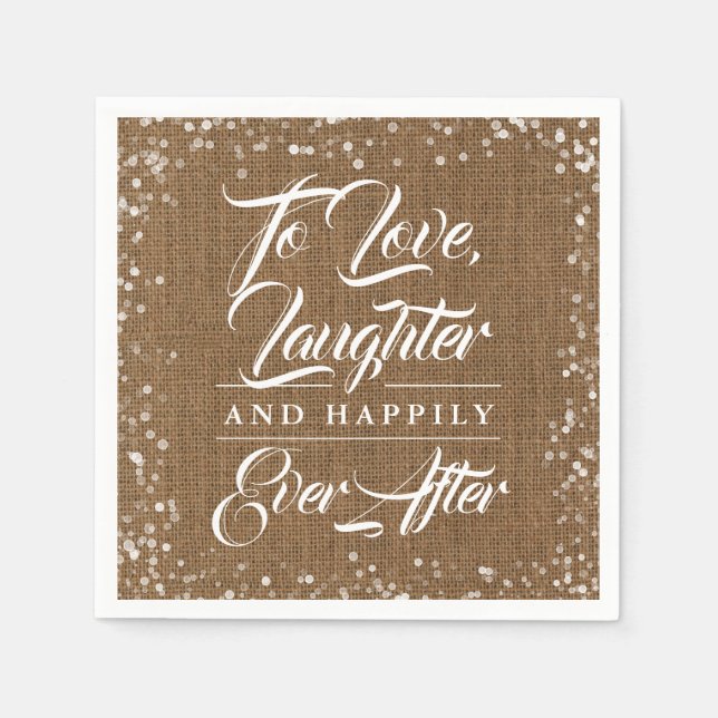 Rustic Country Burlap Happily Ever After Wedding Serviette (Vorderseite)