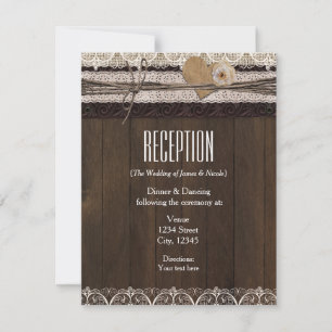 Rustic Country Burlap Lace & Wood Empfang Card Einladung