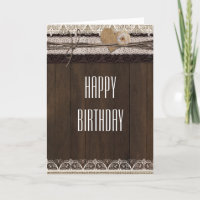 Rustic Country Burlap Lace & Wood Fold Card