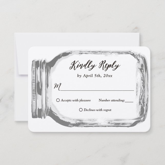 Rustic Country Burlap Mason Jar Kraft Wedding RSVP (Vorderseite)