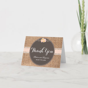 Rustic Country Burlap Wedding Dankeschön Karten