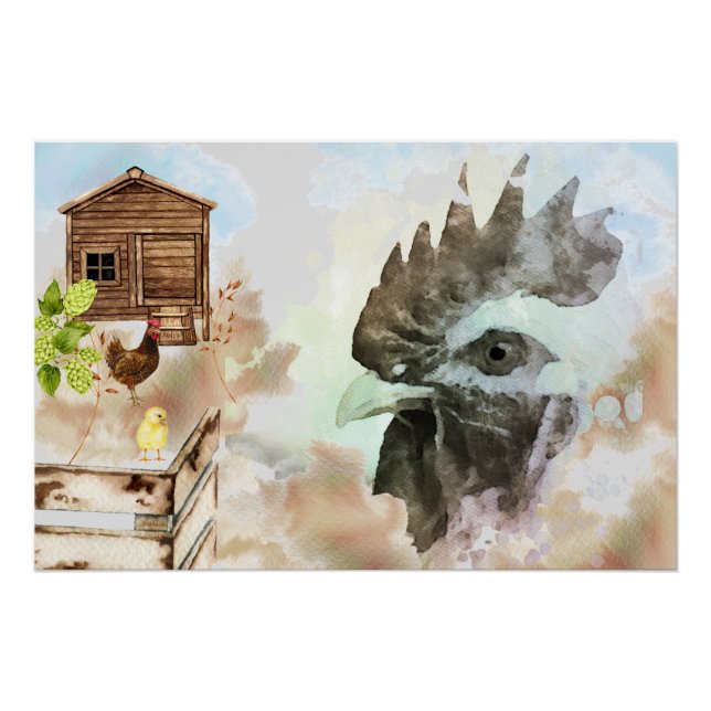 *~*Rustic Country Chicken Coop Hen Farm House Chic Poster (Vorderseite)
