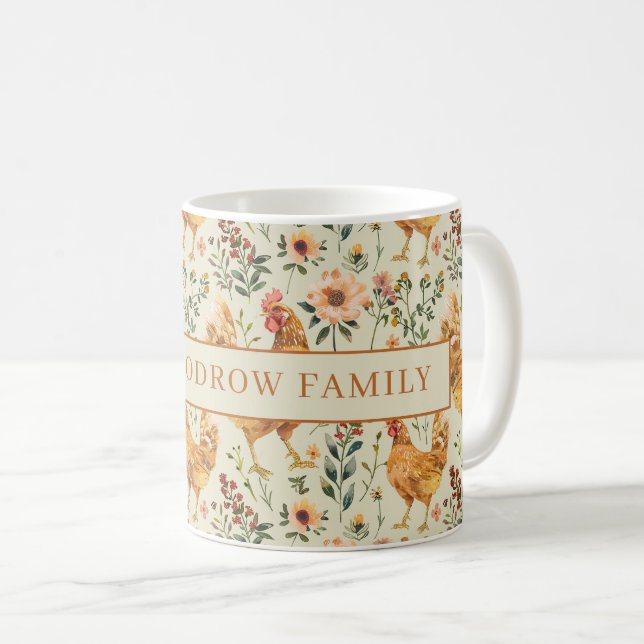Rustic Country Chicken Family Name Farm Kitchen Kaffeetasse (VorderseiteRechts)